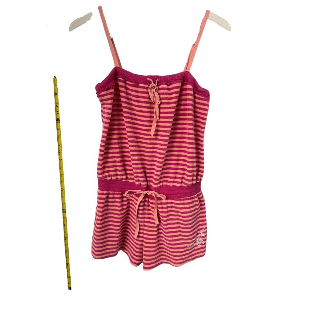 Betsey Johnson Intimates‎ Romper Terry Cloth Womens Size M Pink Stripe Butterfly